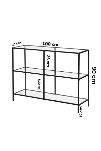 Home Montes Siyah Dresuar Kahve Köşesi Modern Konsol 100 cm Şeffaf Cam
