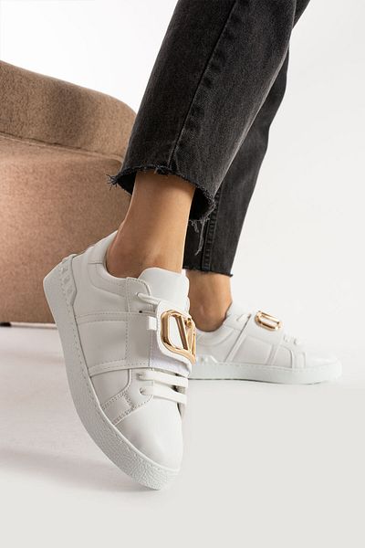 TubiBella Buckle Patterned Laced White Colored Shoes