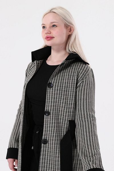 Laden Winter Mom Cap - Knitwear Steel Knit Long Thick Cardigan with Belt and Crowbar Pattern