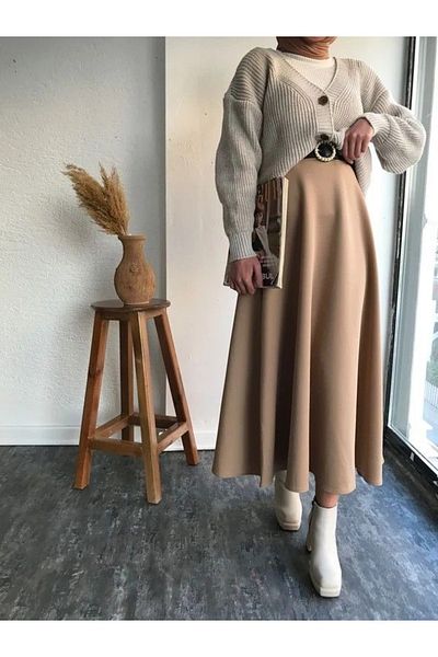 Zübeyde Sayın Women's Puff Scuba Flared Hijab Skirt