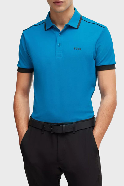 BOSS Şeritli % 100 Pamuk Regular Fit Düğmeli Polo Yaka T Shirt Erkek POLO YAK...