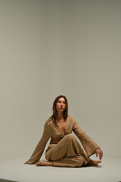 Tfifty Muslin Short Crop Blouse - Spanish Sleeves and Tie-up