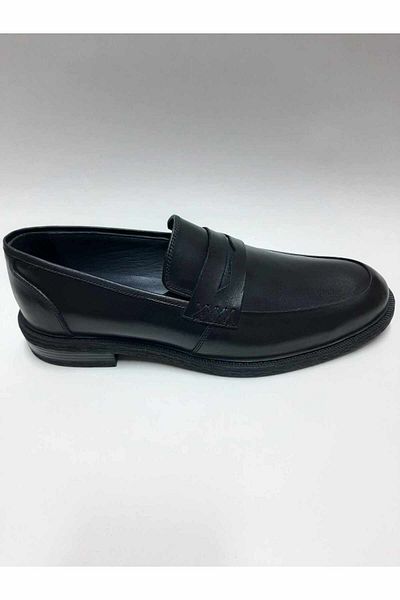 Red Walker Genuine Leather Heeled Black Loafer Model Rubber Sole Men's Shoes
