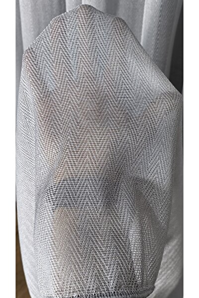 Yuka Gri Balık Sırtı Model Desenli 1/3 Sık Pile Tül Perde Kırışmaz Ütü İstemez Eteği Kurşunlu