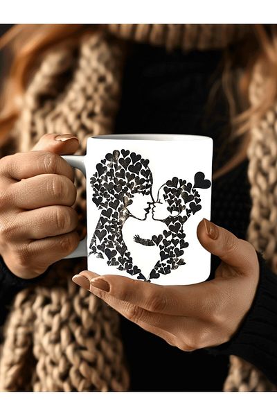 Evion Porcelain Mug in Mother and Baby Design - Gift Mug - Printed Mug