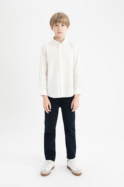 DeFacto Chlapecká košile s dlouhým rukávem s texturou Polo Neck