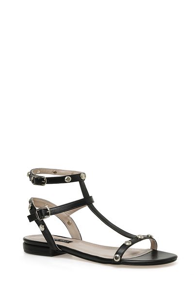 Nine West Lalley 3fx Schwarze flache Damensandalen