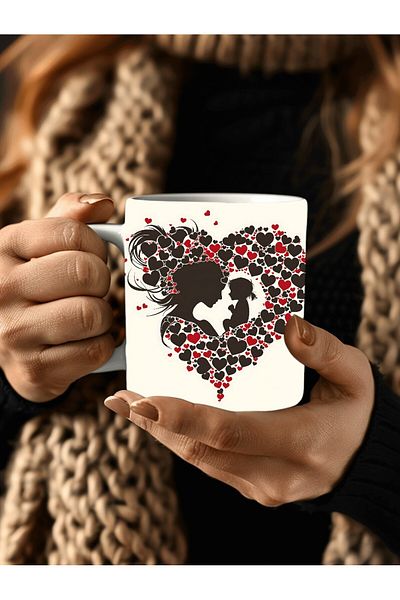 Evion Porcelain Mug in Mother and Baby Design - Gift Mug - Printed Mug