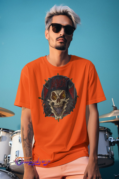 oneagılyazı Tricou supradimensionat cu imprimeu Slayer Skull