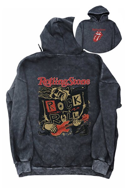 Fuddy Moda Hanorac unisex Rolling Stone cu glugă imprimat, lavabil, hanorac o...