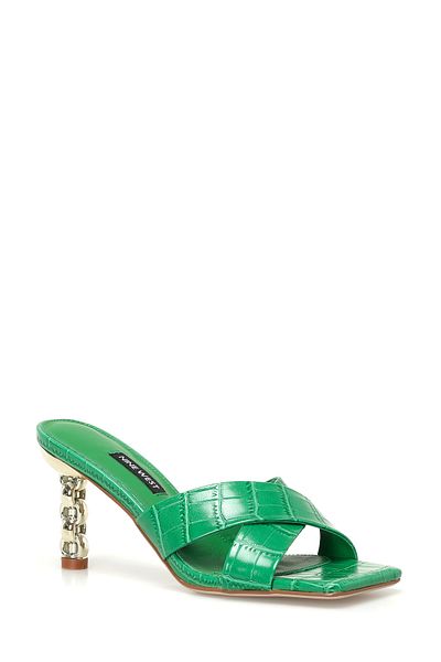 Nine West Begare 4fx Zielone damskie kapcie na obcasie