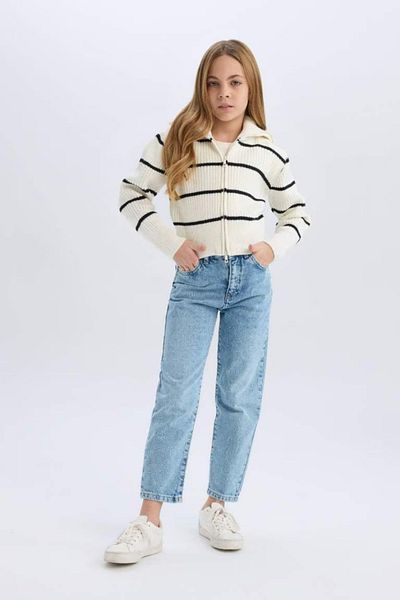 DeFacto Girl's Striped Zippered Knitwear Cardigan D1387A824Wn