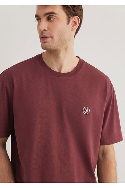 Mavi Logo Embroidered Red T-Shirt Loose Fit / Loose Relaxed Cut 067074 -70396