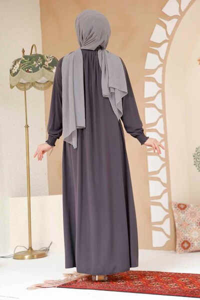 Neva Style Black Hijab Ferace - Zippered, Model 45293Fu