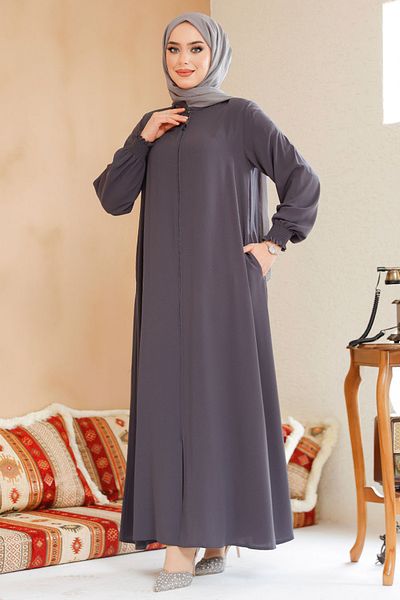 Neva Style Smoked Hijab Ferace - Zippered, Model 45287Fu
