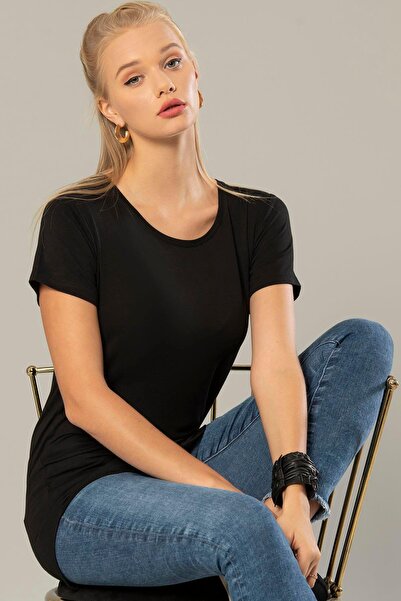 Weweus Long Black Viscose Women's T-shirt - 229