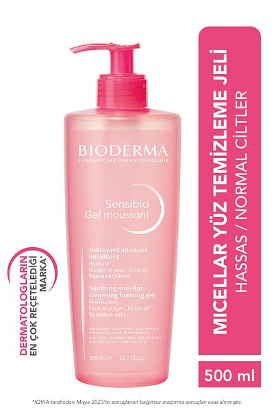 Bioderma Sensibio Foaming Gel Empfindliche und normale Haut Micellar Gesichtsreinigungsgel 500 ml