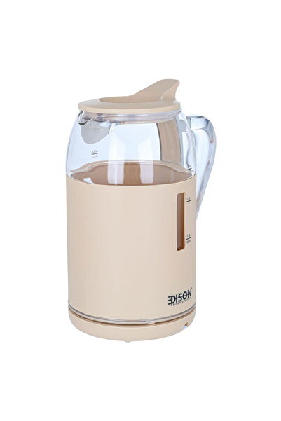 Edison Elite Edison Electric Kettle, Glass, 1.5 Liter, 2200 Watt - Beige