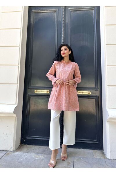 KÜÇÜĞÜM BUTİK Orange Crispy Poplin Tunic - Ruffle Collar