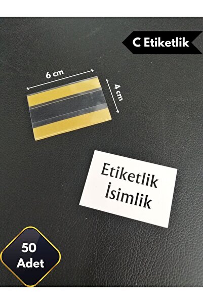 Global Türk 50 Ad Yapışkanlı Şeffaf C Etiketlik 6x4 cm Raflar için Etiketlik ...