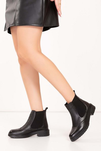 Gondol Women's Genuine Leather Stylish Boots with Elastic Sides Wst.7466