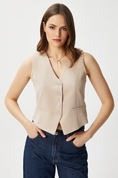 Ritnice Women's Milena Lined Light Beige Vest
