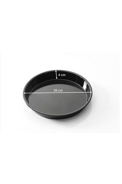 COOK-LAB 28 cm Black Shiny Enamel Round Baklava Pastry Baking Tray