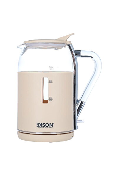 Edison Elite Edison Electric Kettle, Glass, 1.5 Liter, 2200 Watt - Beige