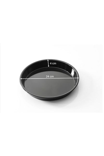 COOK-LAB 24 cm Black Shiny Enamel Round Baklava Pastry Baking Tray