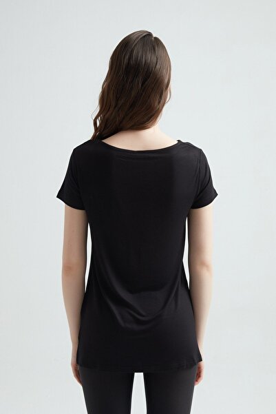 ERDEM İÇ GİYİM Μαύρη βισκόζη - Γυναικείο μακρύ μπλουζάκι Μοντέλο: 214