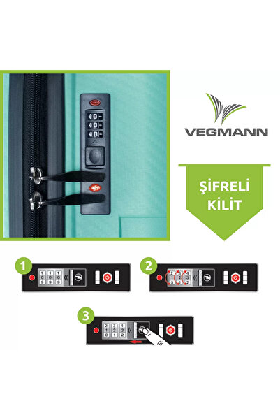 Vegmann Polipropilen (PP) Atlas Su Yeşili Kabin Boy Valiz