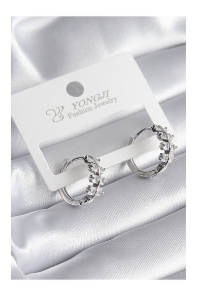 Clariss Brass Silver Color Zircon Stone Women's Earrings