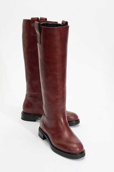 LuviShoes Γυναικείες μπότες ιππασίας ALASKA Burgundy Skin