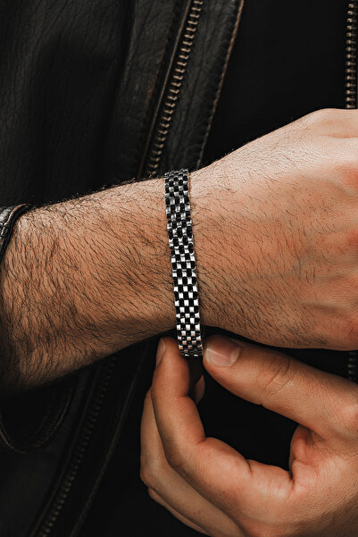 OSMANLI GÜMÜŞ Erkek Gümüş Bileklik - Bukle Model Tasarım 925 Ayar Erkek Bileklik