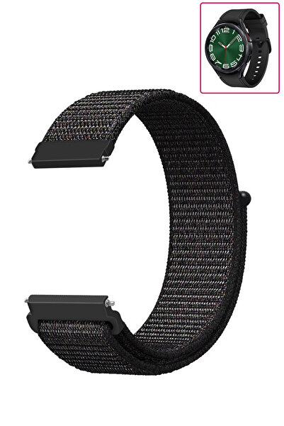 Tagomoon Samsung Galaxy Watch 6 Classic 43mm / 47mm Uyumlu Kordon Kumaş Desen...