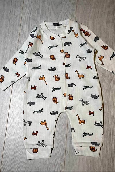 peki baby&kids Well Seasonal Girls Boys Baby Interlock Cotton Animal Kingdom Snap Jumpsuit 16893