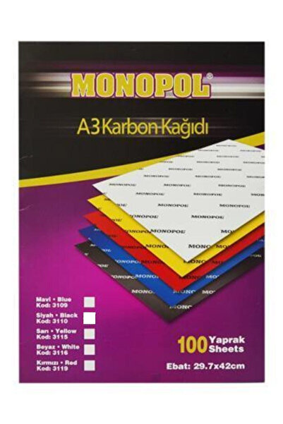 Monopol A-3 Karbon Kopya Kağıdı 290mm X 420 Mm 100 Lü (1 PAKET 100 ADET)