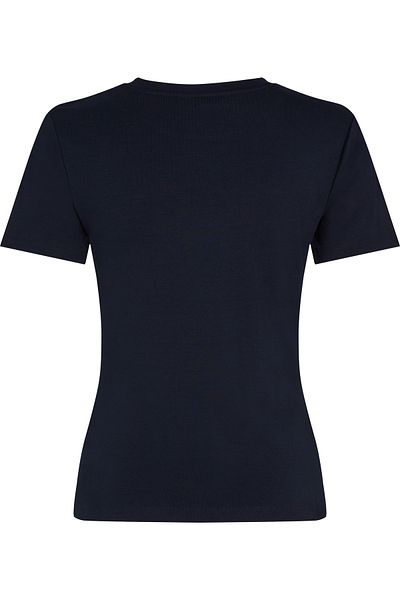 Tommy Hilfiger Blue Round Neck Short Sleeve Solid T-shirts