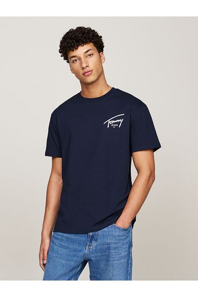 Tommy Hilfiger Blue Round Neck Short Sleeve Printed T-shirts