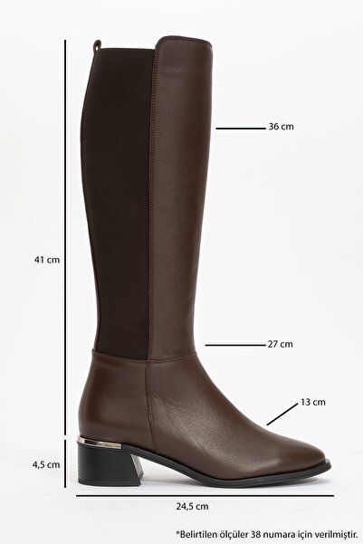 LuviShoes ROCHOS Brown Skin Stretch Λεπτομερείς γυναικείες μπότες από γνήσιο δέρμα