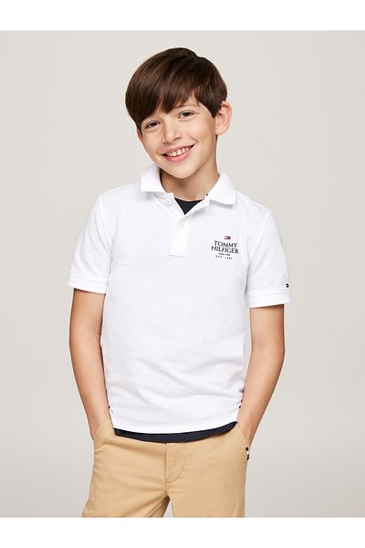 Tommy Hilfiger White Polo Neck Short Sleeve Solid Polo T-Shirt