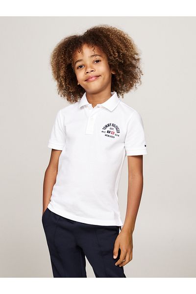 Tommy Hilfiger White Polo Neck Short Sleeve Solid Polo T-Shirt
