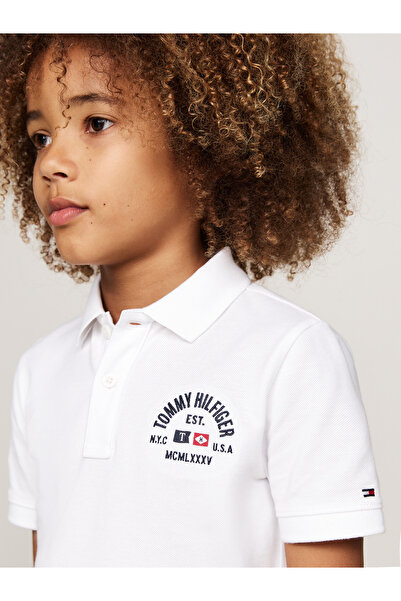 Tommy Hilfiger White Polo Neck Short Sleeve Solid Polo T-Shirt