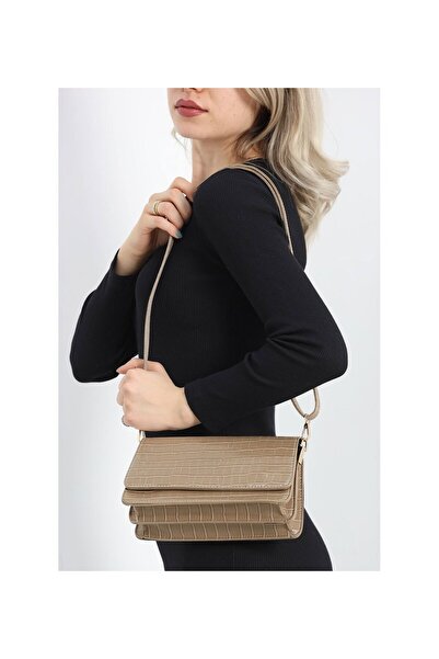 stilfest Καθημερινή γυναικεία τσάντα χεριού & ώμου με κάλυμμα με σχέδιο Mink