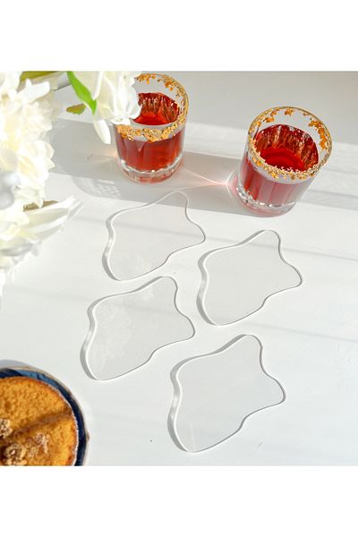 arslart Transparent Coasters - Wavy Minimal Design
