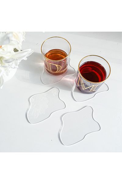 arslart Transparent Coasters - Wavy Minimal Design