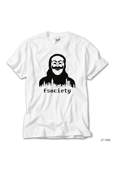 CrowsGate Mr Robot Fsociety Mask White T-Shirt