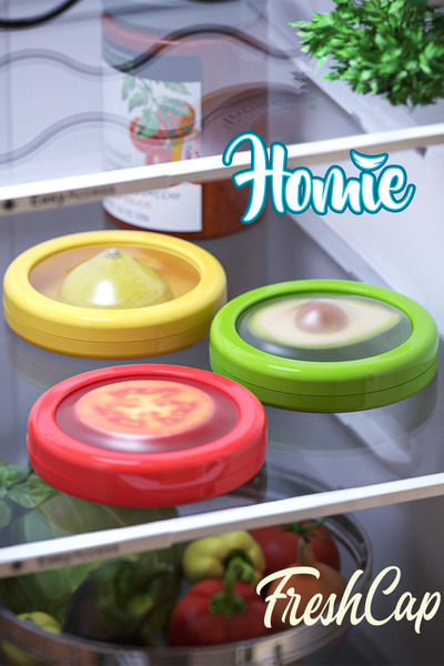 Homie 3'lü FreshCap - Yarım Meyve Sebze Buzdolabı Saklama Kabı Esnek Kapaklı ...