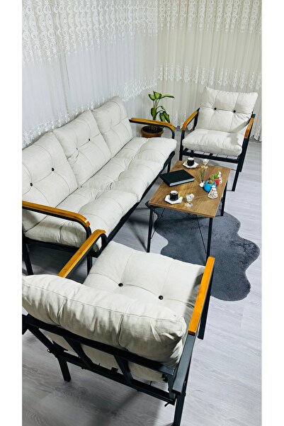 Madame Home Begonvil Balkon, Bahçe - Metal Kanepe Koltuk Takımı  3+1+1 + Sehpa