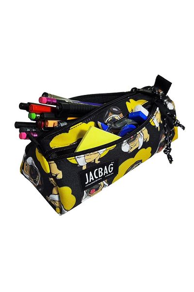 Jacbag Ανδρική τσάντα μολυβιού Dual Prime με δύο διαμερίσματα Triangle Black Yellow Pilot Dog